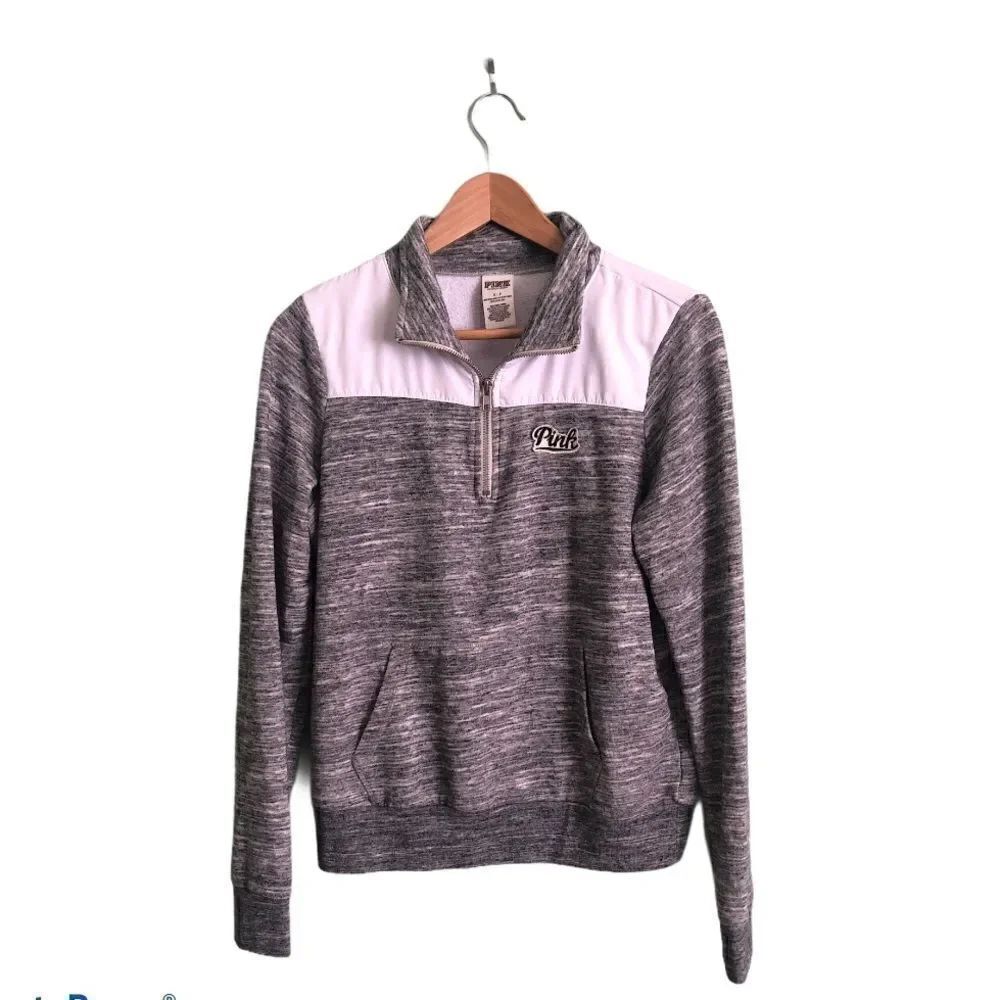 Victoria’s Secret PINK Quarter Zip Gray Sweatshirt S